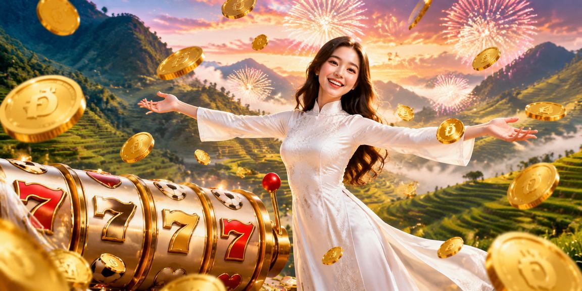 Người chơi slot game tại Sapa với trang phục áo dài truyền thống